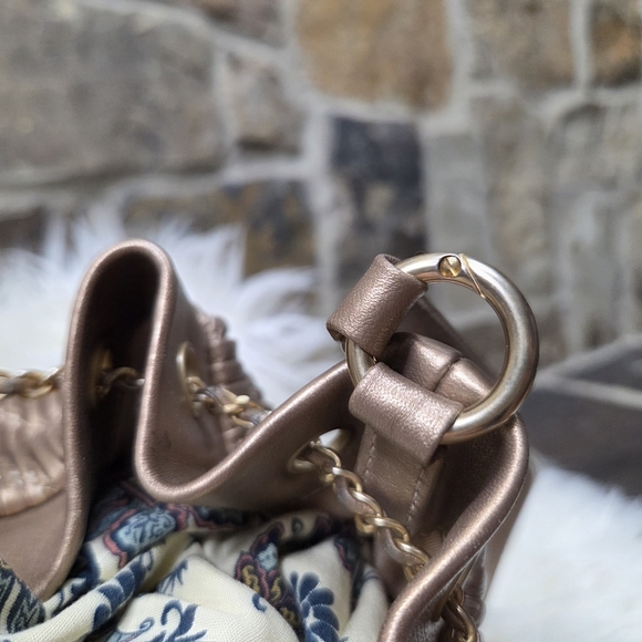 Chanel Coco Pleats Drawstring Chain Lambskin Leather Bucket Bag Purse - Picture 8 of 16